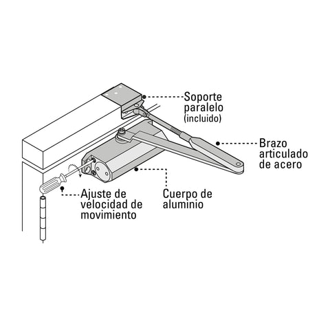 Cierrapuertas hidráulico color aluminio, HERMEX | CIPU | 43606