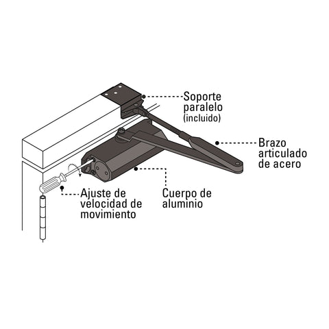 Cierrapuertas hidráulico color negro, HERMEX | CIPU-H | 43607