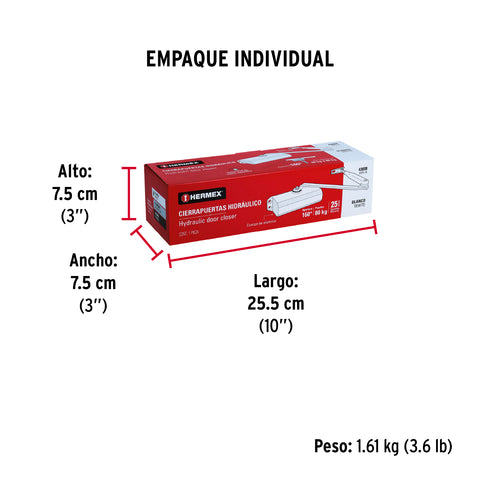 Cierrapuertas hidráulico color blanco, HERMEX | CIPU-B | 43608
