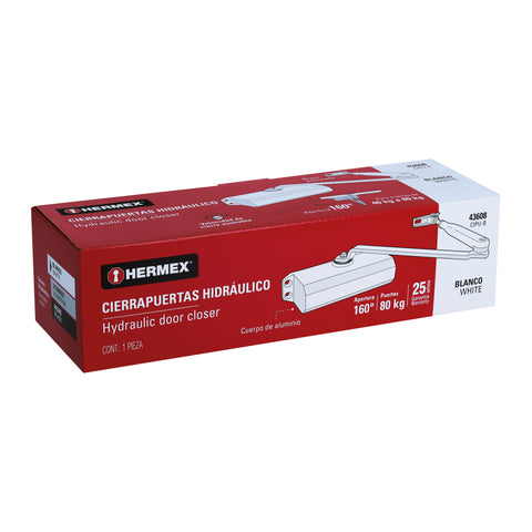 Cierrapuertas hidráulico color blanco, HERMEX | CIPU-B | 43608