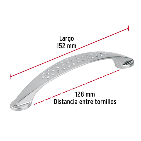 Jaladera de 128mm, línea Elipse, níquel, HERMEX | JAL-1213 | 43621