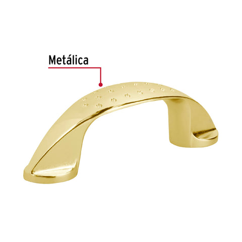 Jaladera de 64mm, línea Elipse, latón brillante, HERMEX | JAL-1221 | 43622
