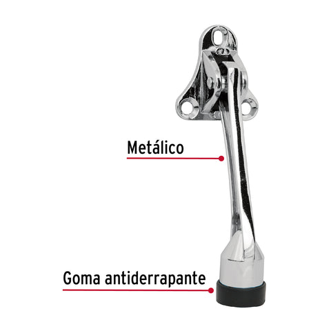 Fijapuerta metálico, acabado cromo, HERMEX | FIPU-3 | 43642