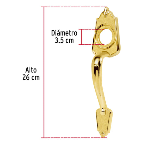 Chapetón metálico para puerta, acabado latón brillante | MADE-1 | 43650