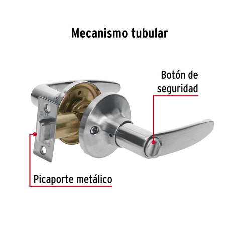 Cerradura manija 'Turín' p/baño cromo mate, cil latón | CEMA-3B | 43653