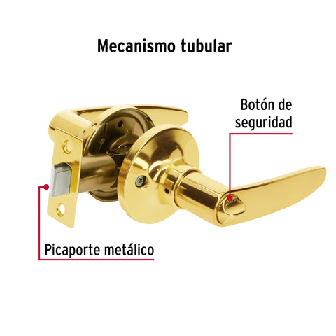Cerradura manija 'Turín' p/baño láton brillante, cil latón | CEMA-1B | 43658