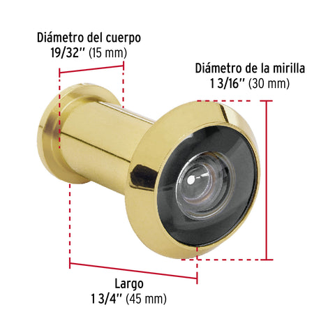 Mirilla de seguridad acabado latón, HERMEX | MIRI-1 | 43672
