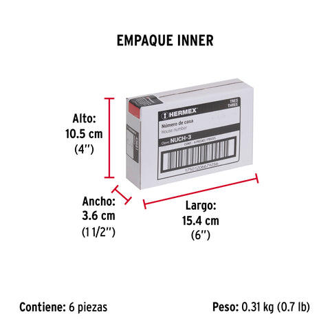 Número 3 de latón sólido 4', HERMEX | NUCH-3 | 43681