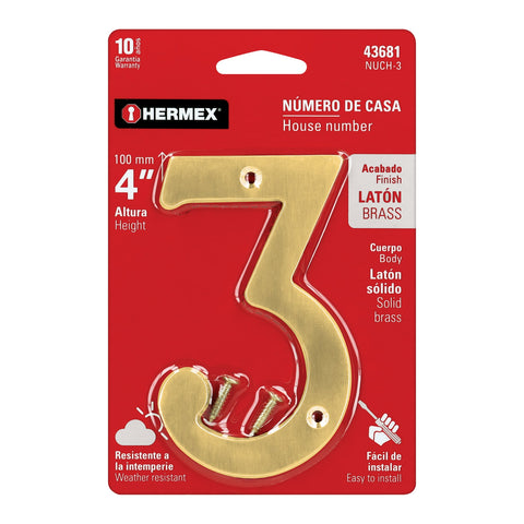 Número 3 de latón sólido 4', HERMEX | NUCH-3 | 43681