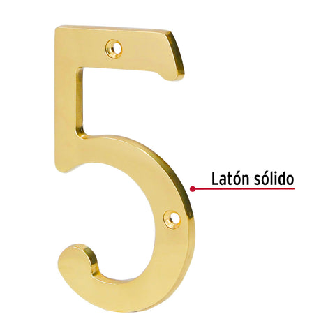 Número 5 de latón sólido 4', HERMEX | NUCH-5 | 43683