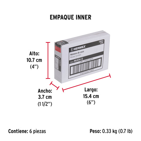 Número 5 de latón sólido 4', HERMEX | NUCH-5 | 43683