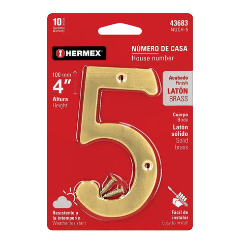 Número 5 de latón sólido 4', HERMEX | NUCH-5 | 43683