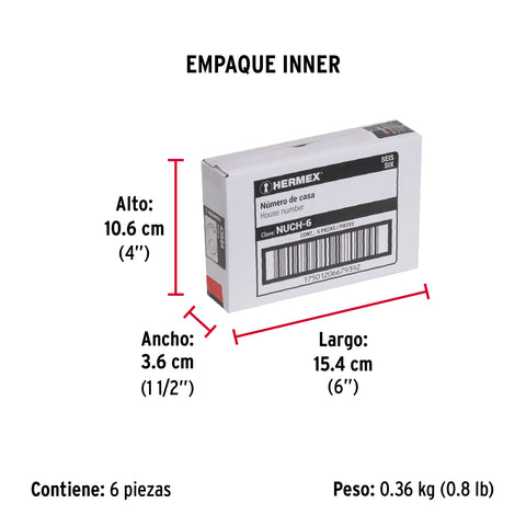 Número 6 de latón sólido 4', HERMEX | NUCH-6 | 43684