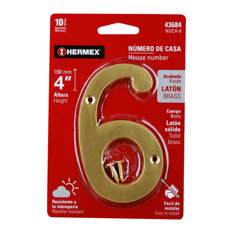 Número 6 de latón sólido 4', HERMEX | NUCH-6 | 43684