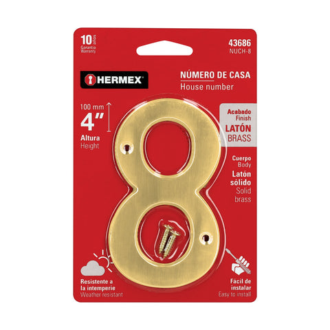 Número 8 de latón sólido 4', HERMEX | NUCH-8 | 43686