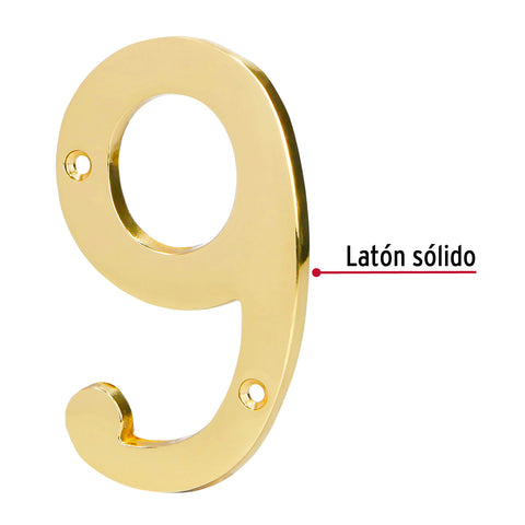 Número 9 de latón sólido 4', HERMEX | NUCH-9 | 43687