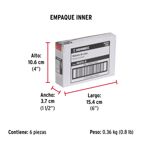 Número 9 de latón sólido 4', HERMEX | NUCH-9 | 43687