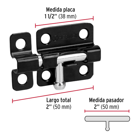 Pasador de barril 2' de acero acabado negro, HERMEX | PAS-26 | 43693