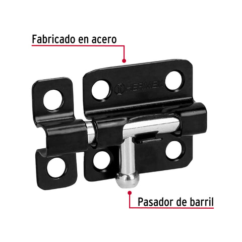 Pasador de barril 2' de acero acabado negro, HERMEX | PAS-26 | 43693