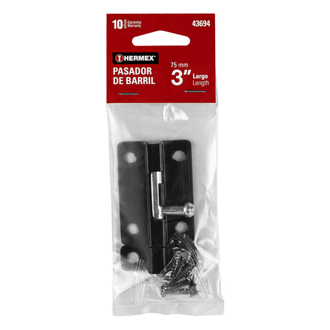 Pasador de barril 3' de acero acabado negro, HERMEX | PAS-36 | 43694