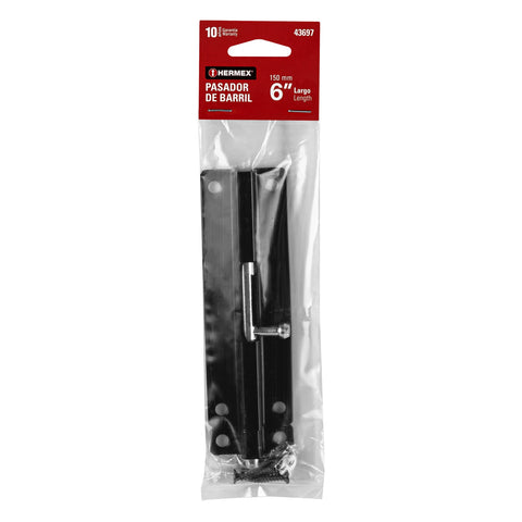 Pasador de barril 6' de acero acabado negro, HERMEX | PAS-66 | 43697