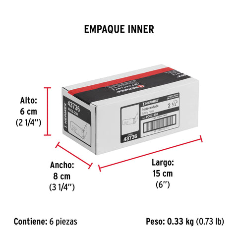 Portacandado de acero zincado 2-1/2', HERMEX | POCZ-250 | 43736