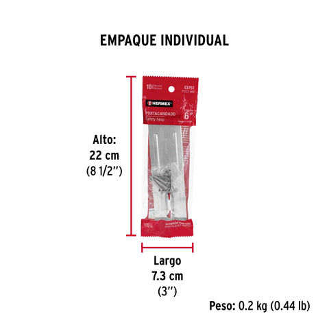 Portacandado de acero zincado 6', HERMEX | POCZ-600 | 43751