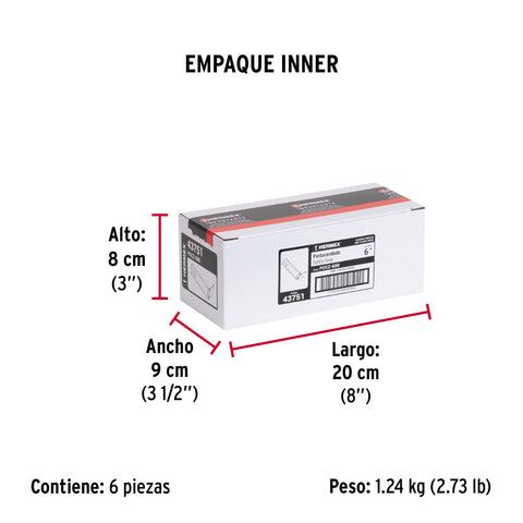 Portacandado de acero zincado 6', HERMEX | POCZ-600 | 43751