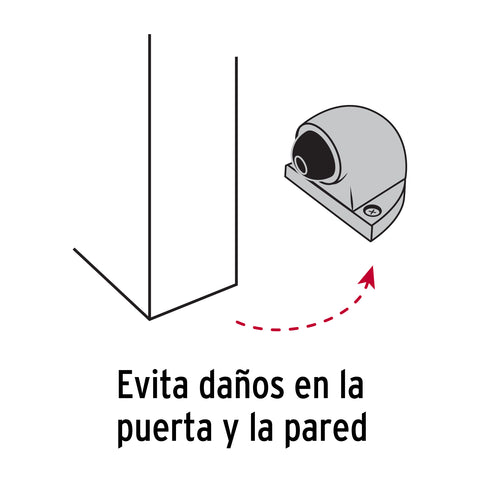 Tope tipo codo para puerta, acabado cromo, HERMEX | TOCO-3 | 43772