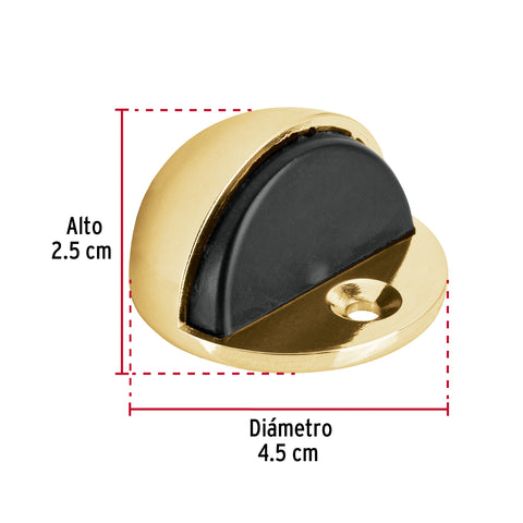 Tope tipo domo para puerta, acabado latón brillante, HERMEX | TODO-1 | 43776