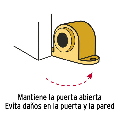Tope para puerta magnético, acabado latón brillante, HERMEX | TOMA-1 | 43781
