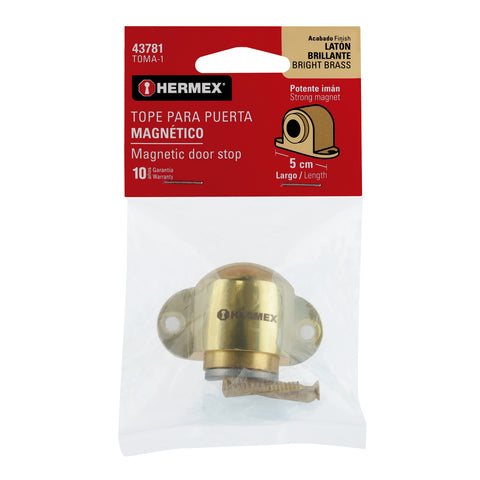 Tope para puerta magnético, acabado latón brillante, HERMEX | TOMA-1 | 43781