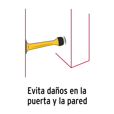 Tope recto para puerta, acabado latón brillante, HERMEX | TORE-1 | 43786