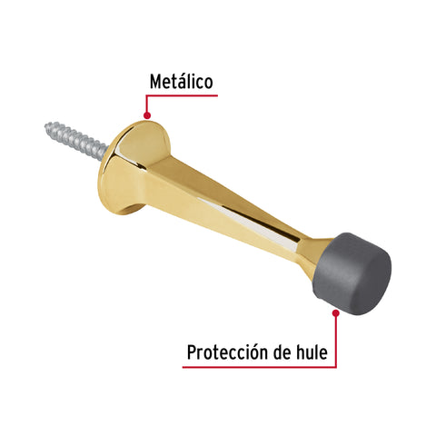 Tope recto para puerta, acabado latón brillante, HERMEX | TORE-1 | 43786