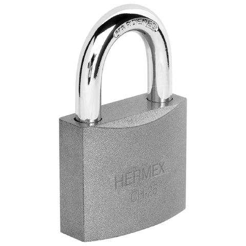 Candado de hierro 25 mm gancho corto en caja, HERMEX | CH-25 | 43795
