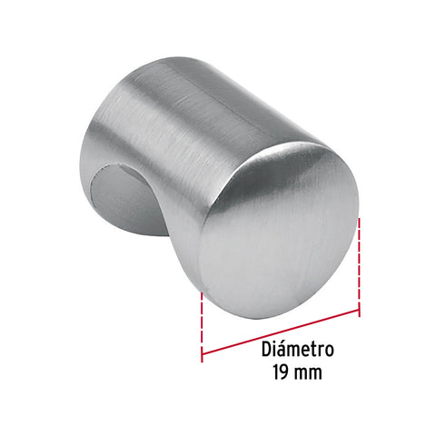 Perilla metálica estilo 'Cilindro', níquel satinado, HERMEX | PER-031 | 43807