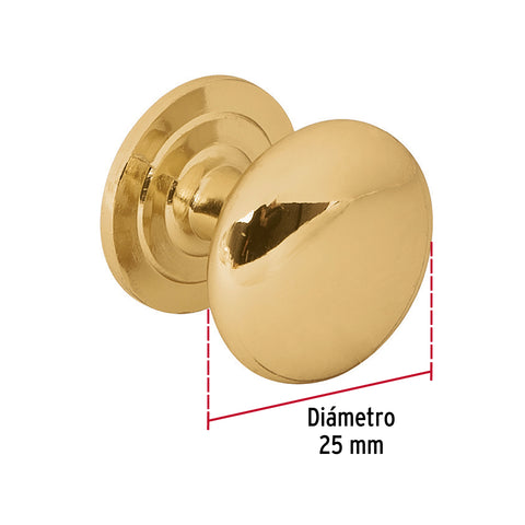 Perilla metálica estilo 'Arco', latón brillante, HERMEX | PER-022 | 43810