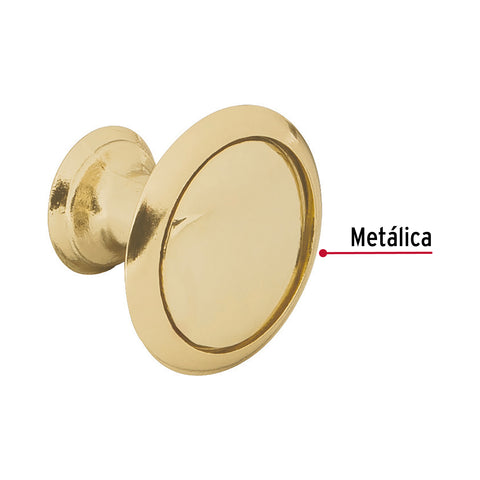 Perilla metálica estilo 'Moderno', latón brillante, HERMEX | PER-072 | 43812