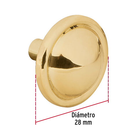 Perilla metálica estilo 'Barroco', latón brillante, HERMEX | PER-042 | 43818