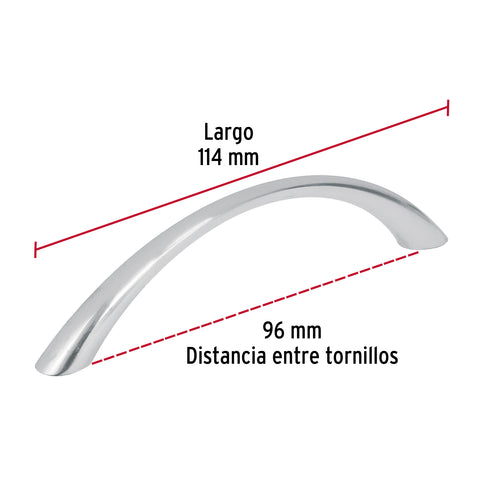 Jaladera de 96mm, línea Arco, níquel, HERMEX | JAL-0211 | 43824