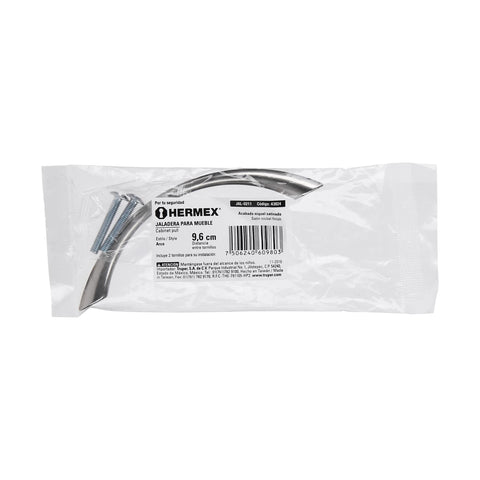 Jaladera de 96mm, línea Arco, níquel, HERMEX | JAL-0211 | 43824