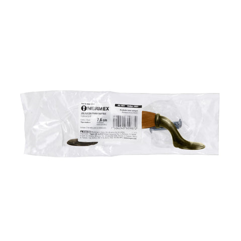 Jaladera metálica de 76mm latón antiguo, inserto tipo madera | JAL-0631 | 43831