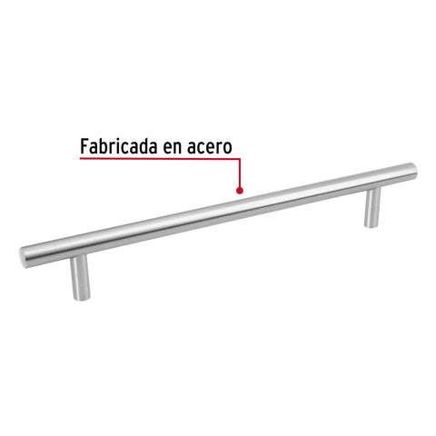 Jaladera de acero, 192mm, línea Cilindro, níquel, HERMEX | JAL-0314 | 43871