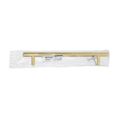Jaladera de acero, 192mm, línea Cilindro, latón brillante | JAL-0324 | 43873