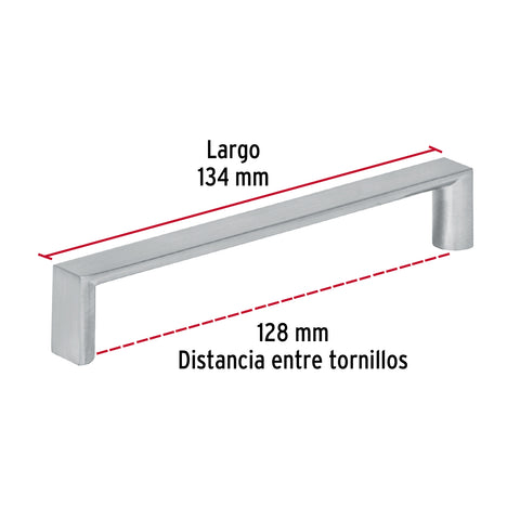 Jaladera de 128mm, línea Andamio, níquel, HERMEX | JAL-0912 | 43902