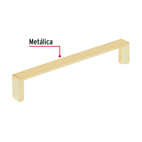 Jaladera de 128mm, línea Andamio, latón brillante, HERMEX | JAL-0922 | 43907