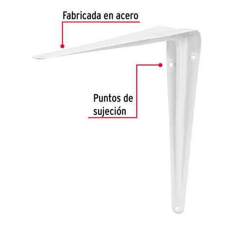 Ménsula de acero blanca 8 x 10', FIERO | ME-10B | 44009