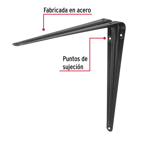 Ménsula de acero gris 10 x 12', FIERO | ME-12G | 44013