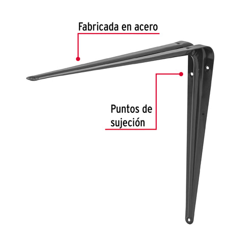 Ménsula de acero gris 12 x 14', FIERO | ME-14G | 44015