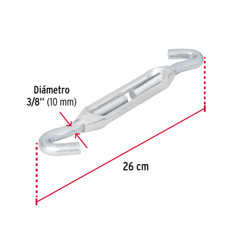 Tensor zinc 3/8' gancho-gancho, FIERO | TEN-3/8G | 44063